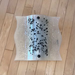 Vintage preowned glass white & black wall sconce